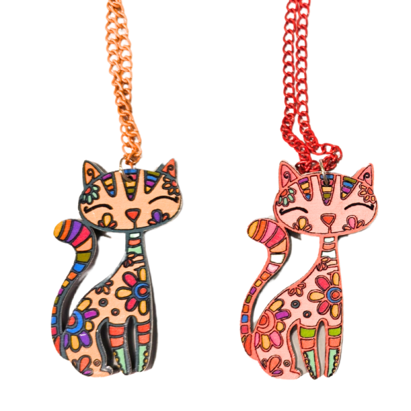 Modeschmuck Katze bunt